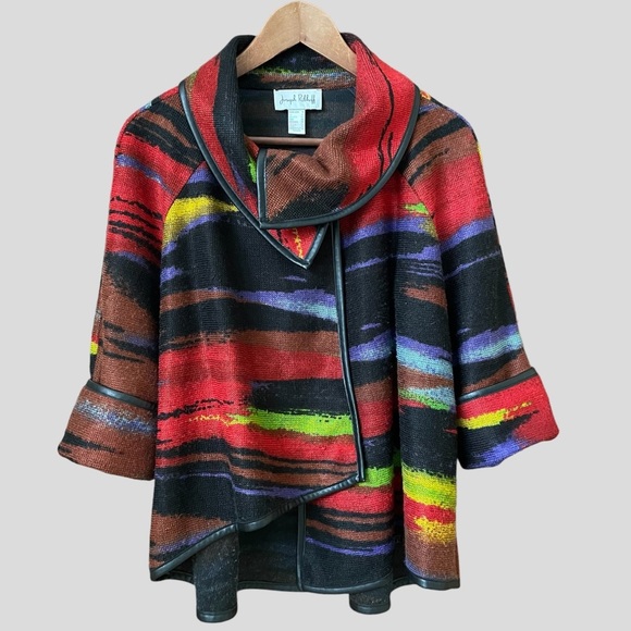 Joseph Ribkoff Sweaters - JOSEPH Ribkoff Colorful Assymetrical Knit Cardigan Sweater Jacket